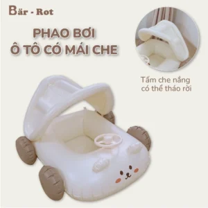 Phao bơi cho bé, phao bơi hình ô tô Barrot, có mái che nắng mưa có thể tháo rời