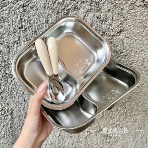 Khay ăn dặm inox kèm thìa