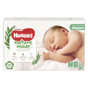 Bỉm tã dán Huggies Platinum Nature Made size NB 60 miếng