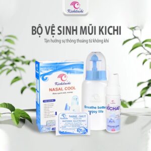 Bình Rửa Mũi Nasal Cool Kichilachi 250ml Vệ Sinh Mũi Cho Bé Tặng Kèm Bình Xịt Kichat 70ml và 6 gói muối pha