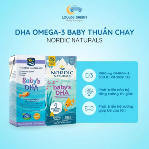 DHA Omega3 kèm vitamin D3 Nordic Naturals cho bé từ sơ sinh - 60ml