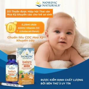 Vitamin D3 thuần chay cho trẻ sơ sinh Nordic Naturals Baby D3 400IU lọ 22.5ml
