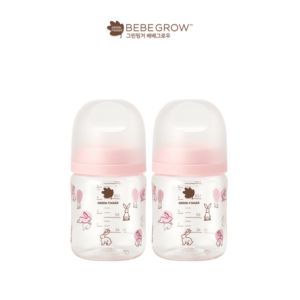 Bình sữa đơn BeBeGrow Green Finger 160ml hình thỏ hồng
