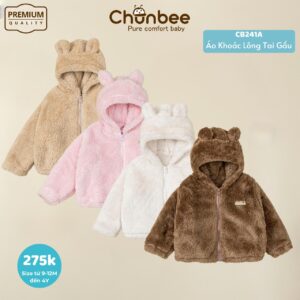 Áo lông khoác lông tai gấu Chunbee sz 9m-4y