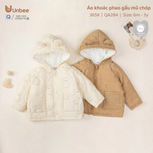Áo khoác phao gấu mũ chóp Unbee
