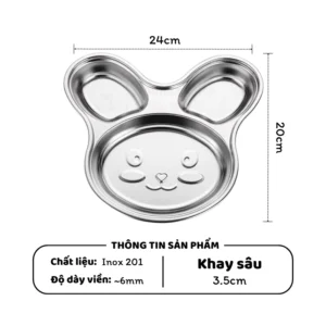 Khay ăn dặm inox hình con thỏ