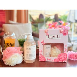 Set Jmella gồm sữa tắm 500ml + bông tắm + túi hộp giấy