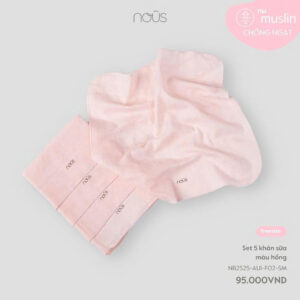 Nous - Set 5 khăn sữa màu hồng/xanh