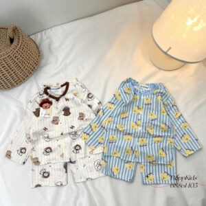 Bộ Pyjama dài tay kẻ sọc họa tiết thú H2 Studio