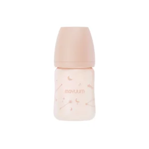 Bình Moyuum thủy tinh tráng Silicon 150ML Twinkle cam đào